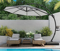 LAUSAINT HOME 11-Foot Cantilever Umbrella — Curvy Offset Design with 360° Rotation, Base Included, Beige Finish