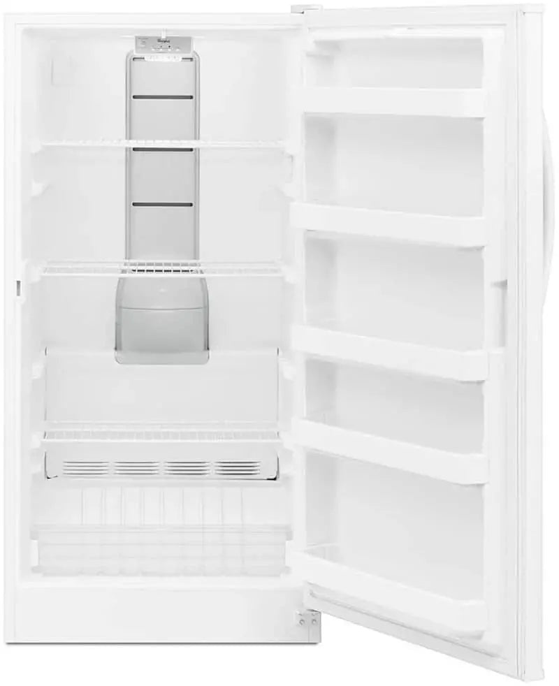 Whirlpool 16 Cu Ft Frost-Free Upright Freezer – White Model with Digital Controls and Energy-Efficient Operation