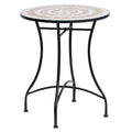 Outsunny Gartentisch Mosaiktisch Balkontisch Beistelltisch Seviertisch rund Stahl + Keramik Orange + Weiß Ø60 x H71 cm