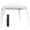 Outsunny Faltpavillon 2,4x2,4m Pavillon Faltzelt mit UV-Schutz, Partyzelt inkl. Tragetasche für Garten, Balkon, Stahl Weiß