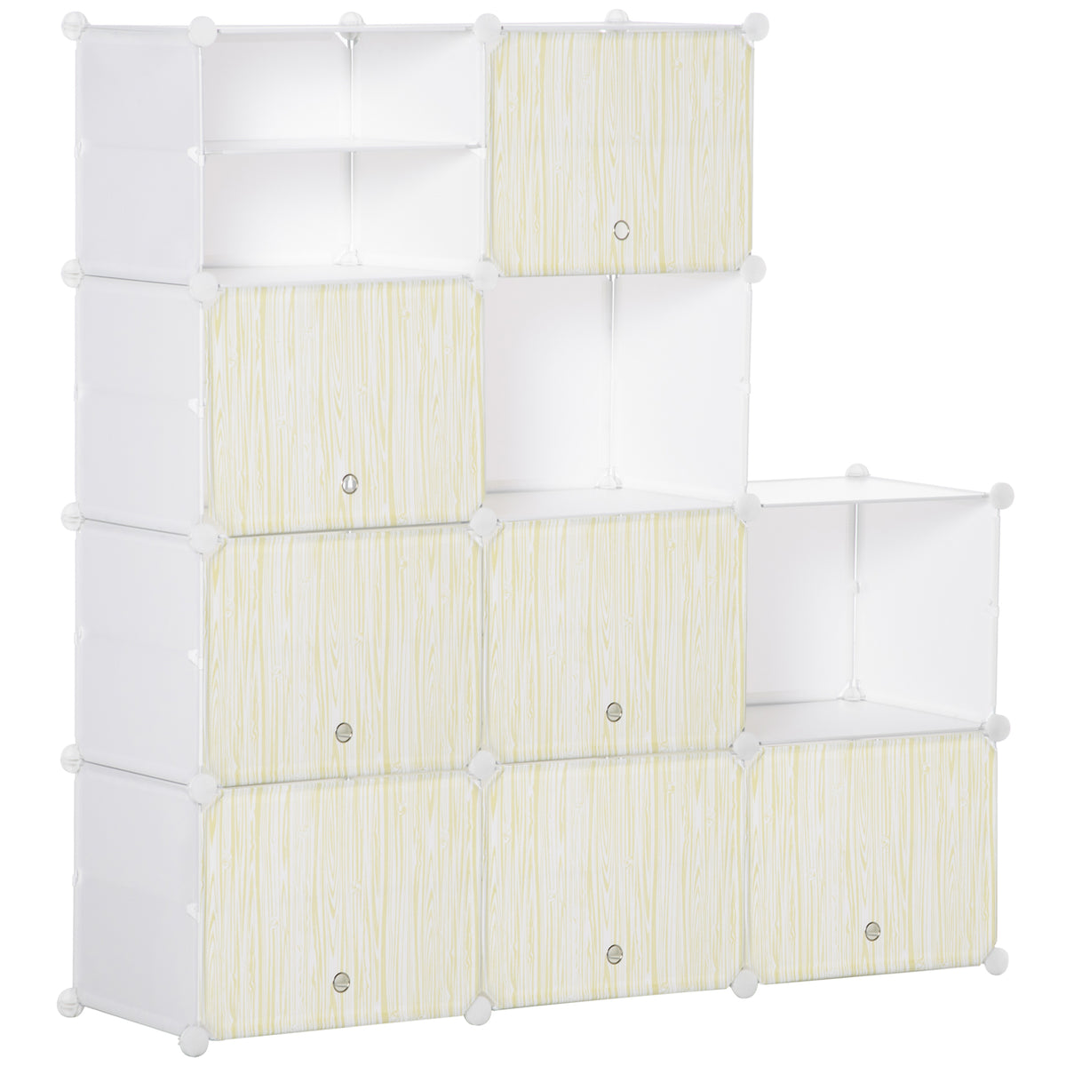 HOMCOM Modulares Platzsparendes Schuhregal, 12 Würfel aus PP-Kunststoff und Stahl, 125x32x125 cm
