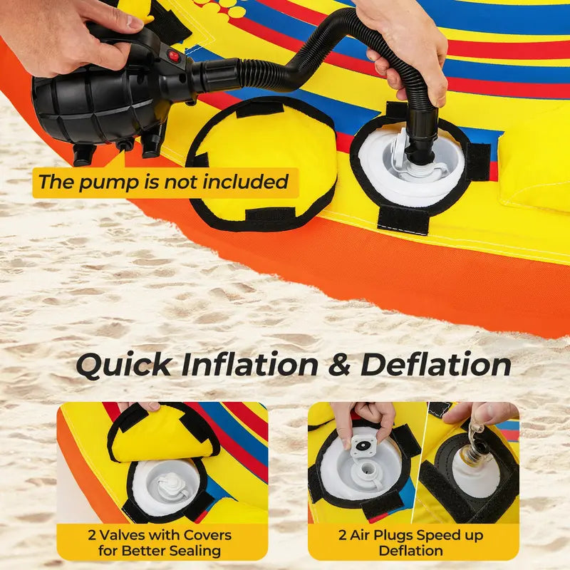 Youth- and Adult-Friendly Towable Water Tube – 1–2 Person Inflatable for Boating and Lake Recreation