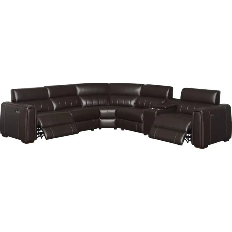 Leather Power-Reclining Sectional Sofa with USB Charging Ports and Built-in Outlets – 4-Seat Configuration