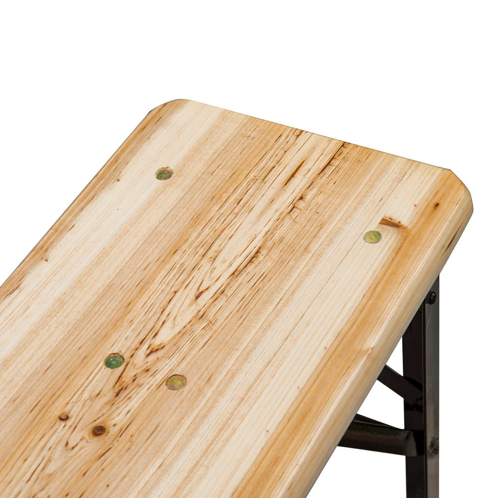 Outsunny Faltbarer Campingtisch mit Picknicktisch + 2 klappbare Bänke aus epoxidbeschichtetem Metall Schwarz Massivholz Fichte