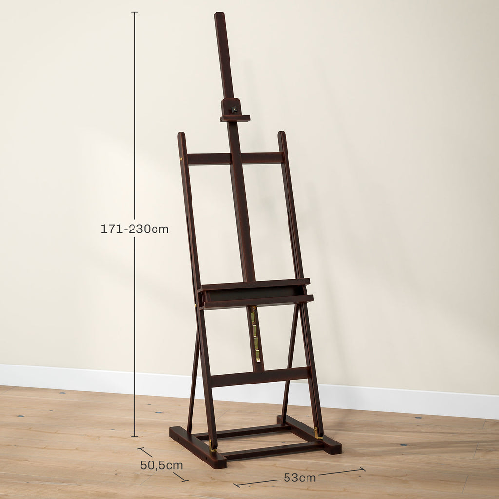 Vinsetto Staffelei aus Höhenverstellbarem Buchenholz 171-230cm Malerstaffelei mit einstellbarer Neigung bis 80° max. braun