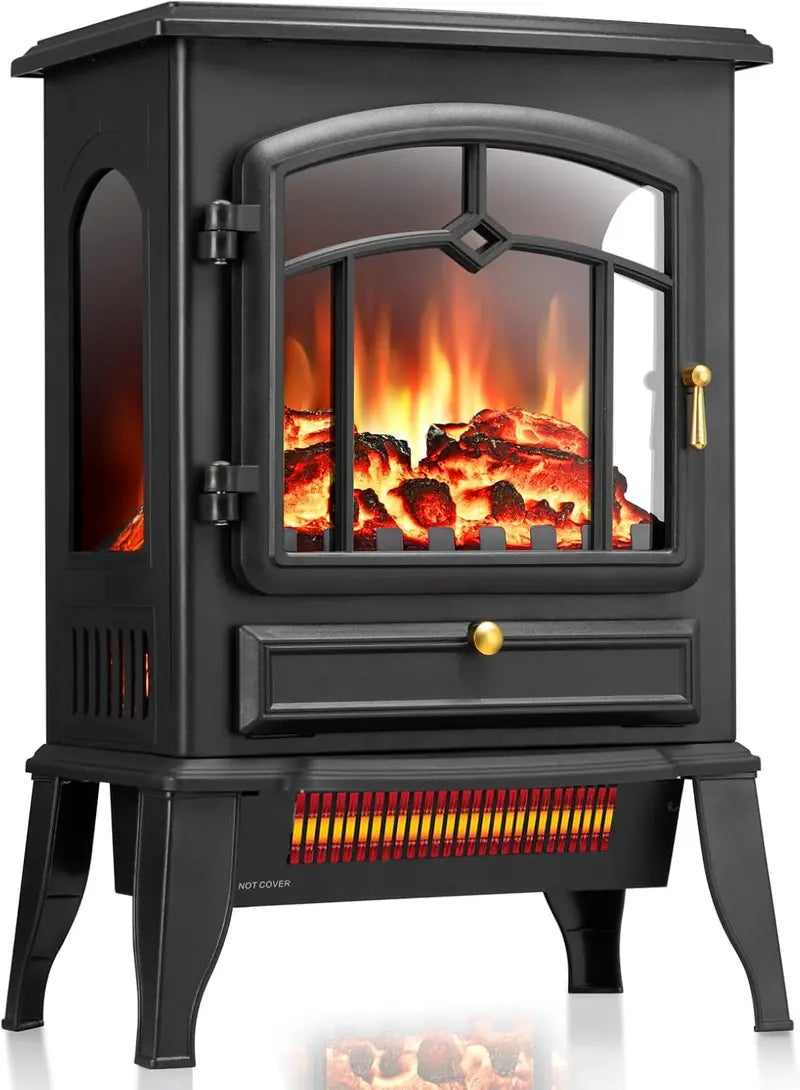 ZAFRO Freestanding 5100 BTU Electric Fireplace Stove with Realistic Flame Effect