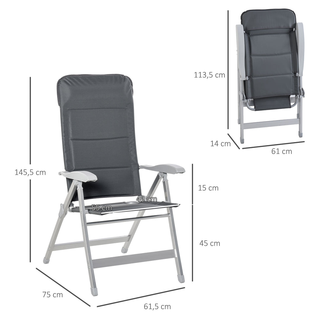 Outsunny Set aus 2 klappbaren Gartenstühlen, Liegestühlen für draußen mit hoch verstellbarer Rückenlehne in mehreren Positionen und Armlehnen