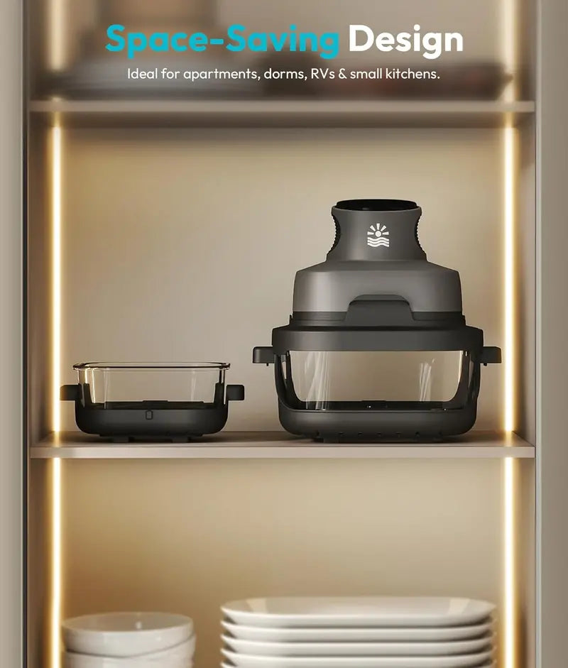 Rellytech Dual-Glass Air Fryer – 1500W, 4.2 qt Capacity with Stackable Containers