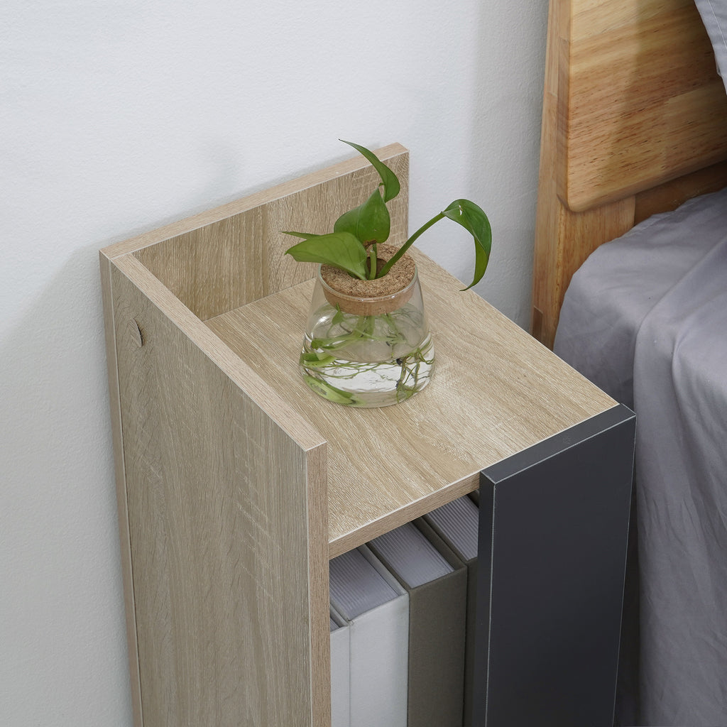 HOMCOM Nachttischset Modernes Grau mit Offener Ablage, 2 Stück aus Spanplatte für Schlafzimmer und Wohnzimmer, 27x25x60cm