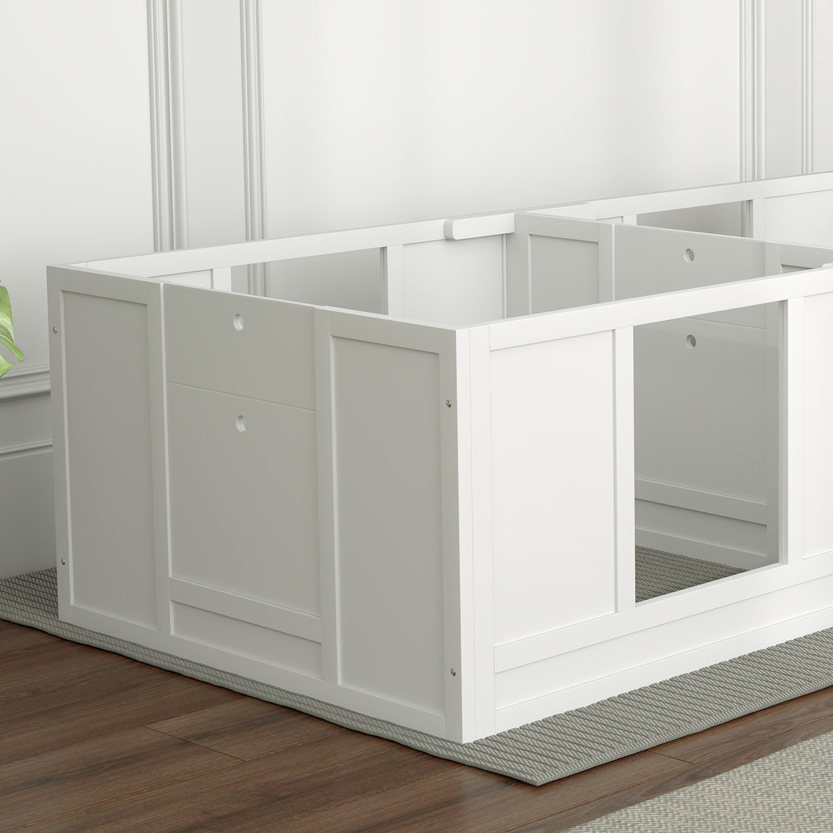 PawHut Welpenbox für Hunde, mit  klaren Paneelen, 2-Raum-Design, für kleine Hunde