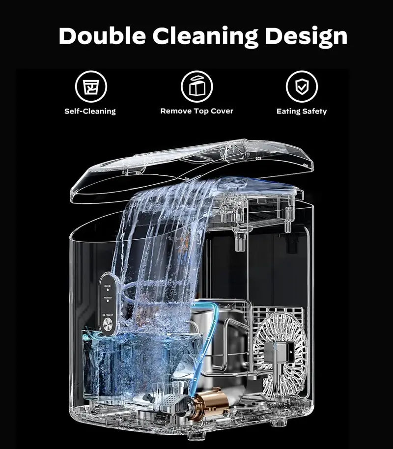 Silonn Nugget Ice Maker — 33 lbs/24H Chewable Pellet Ice Machine with Auto-Clean Function for Kitchen, Office, or Bar