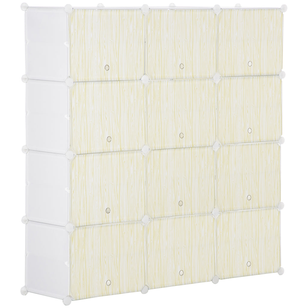 HOMCOM Modulares Platzsparendes Schuhregal, 12 Würfel aus PP-Kunststoff und Stahl, 125x32x125 cm