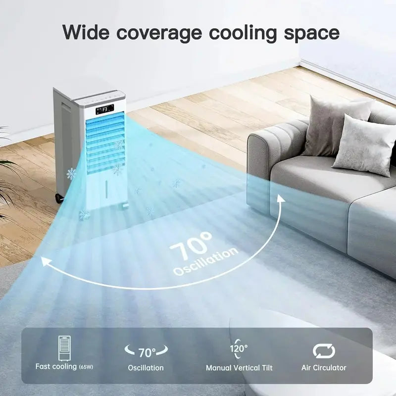Windowless Evaporative Air Cooler – Portable 3-Mode, 3-Speed Cooler with 12-Hour Timer