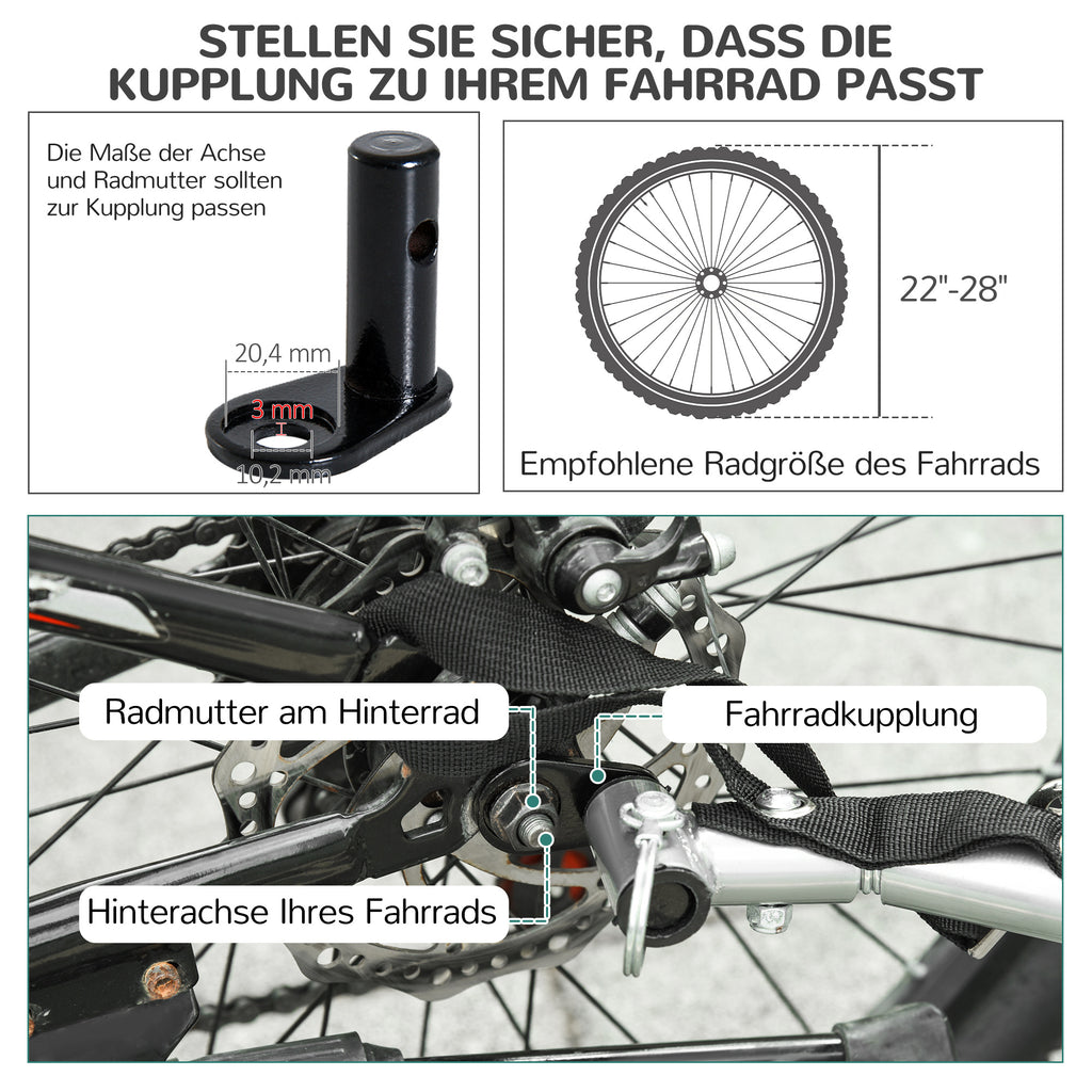 PawHut Fahrradanhänger Hundeanhänger bis 20kg Netzfenster, aufrollbare Abdeckung, Universalkupplung Weiß+Schwarz