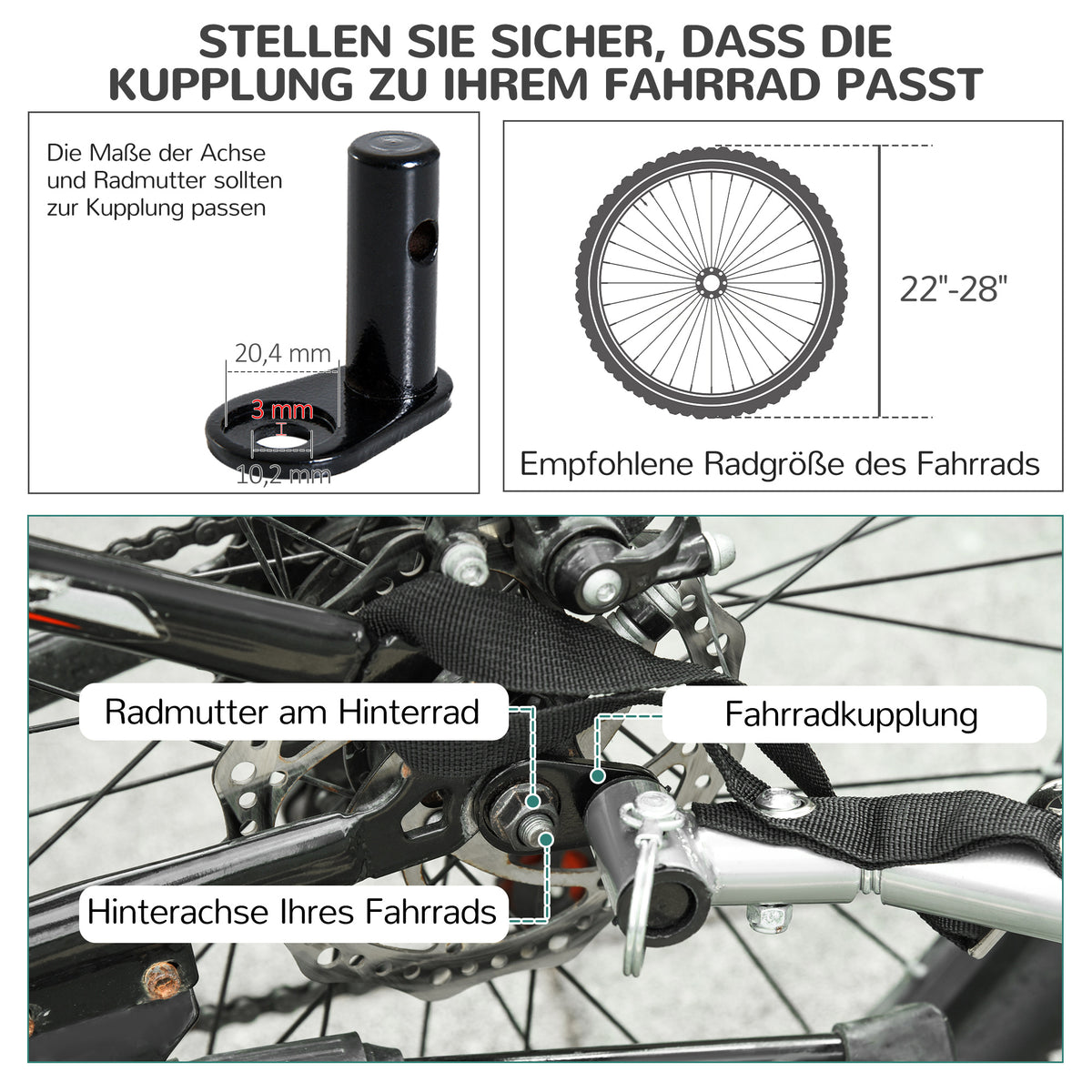 PawHut Fahrradanhänger Hundeanhänger bis 20kg Netzfenster, aufrollbare Abdeckung, Universalkupplung Weiß+Schwarz