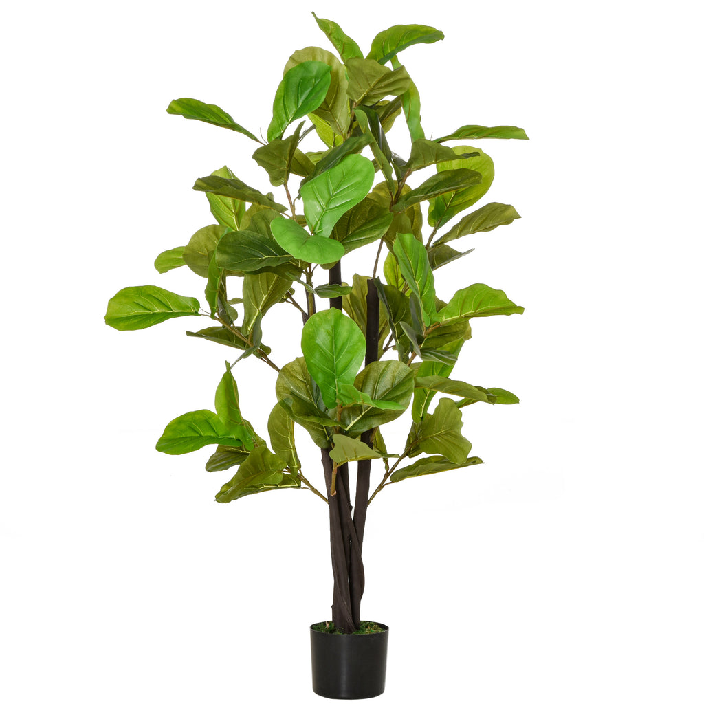 HOMCOM Künstlicher Ficus für Innen- und Außenbereich, Realistische künstliche Pflanze mit 78 Blättern, 130cm