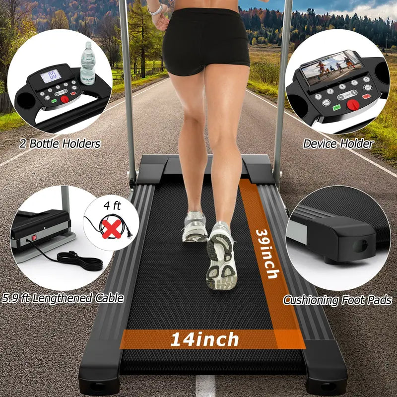 LED-Display Folding Treadmill – Home Running Machine with Phone Holder & Smooth Fold Design