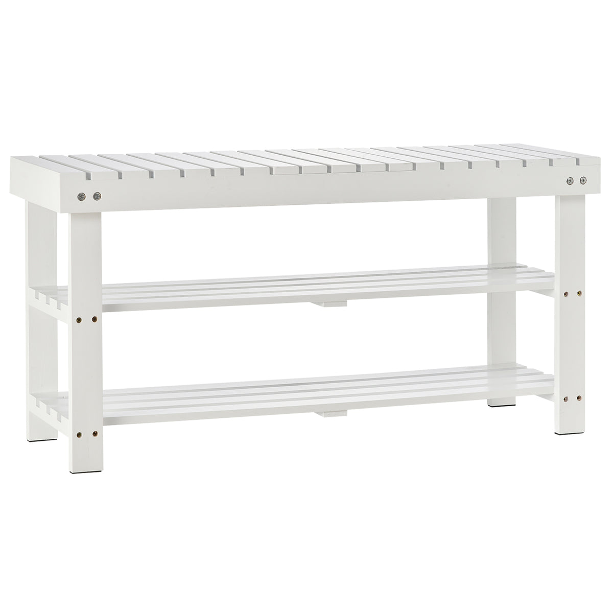 HOMCOM Schuhschrank aus Holz mit 3 Ebenen, Aufbewahrungsregal und verstecktem Fach, 90 x 29 x 45 cm, weiß