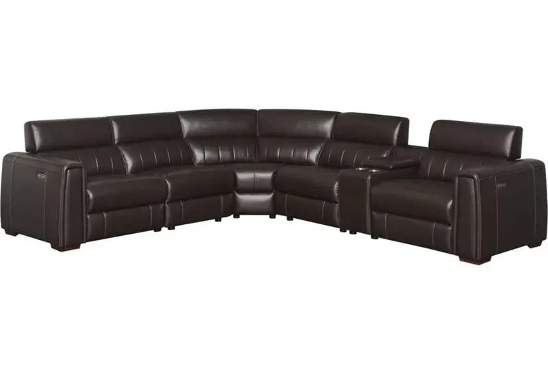 Leather Power-Reclining Sectional Sofa with USB Charging Ports and Built-in Outlets – 4-Seat Configuration