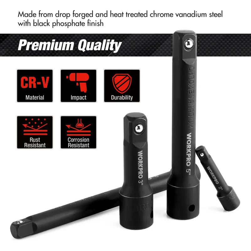 WORKPRO 9-Piece Impact Driver Extension Bar Kit – Durable Hex-Shank Extensions
