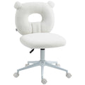 HOMCOM Bürostuhl Schreibtischstuhl, höhenverstellbar, Teddyfell, 50 cm x 56 cm x 90 cm, Weiß