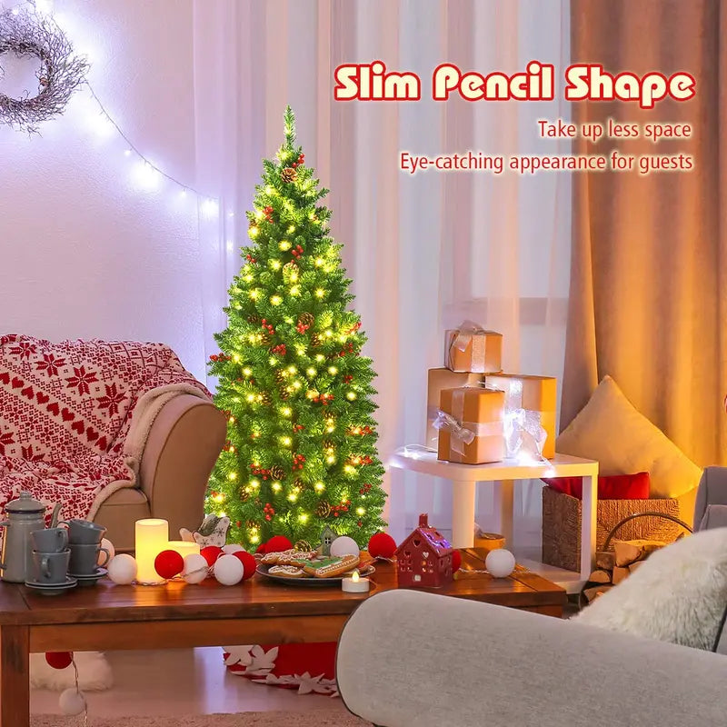 Slim Pre-Lit Pencil-Style Artificial Christmas Tree