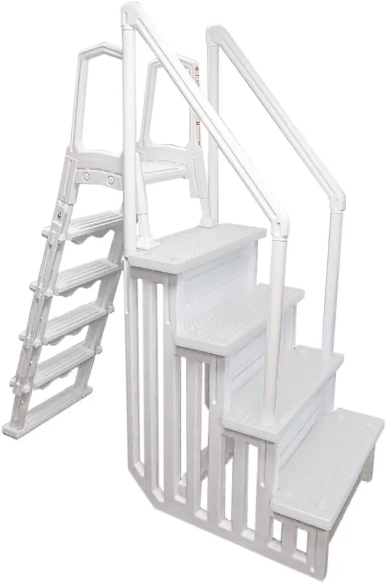 Select Anti-Slip In-Pool Steps – Gray, Deck-Mountable for 48–54″ Above-Ground Pools, 300-Lb Capacity