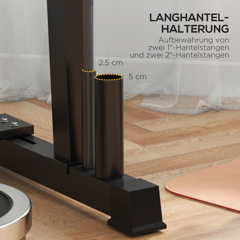 SPORTNOW Hantelständer für Kurzhantel, Kugelhantel, Hantelscheiben, 3 Etagen, anpassbar, Stahl, 131 x 75 x 80 cm, schwarz