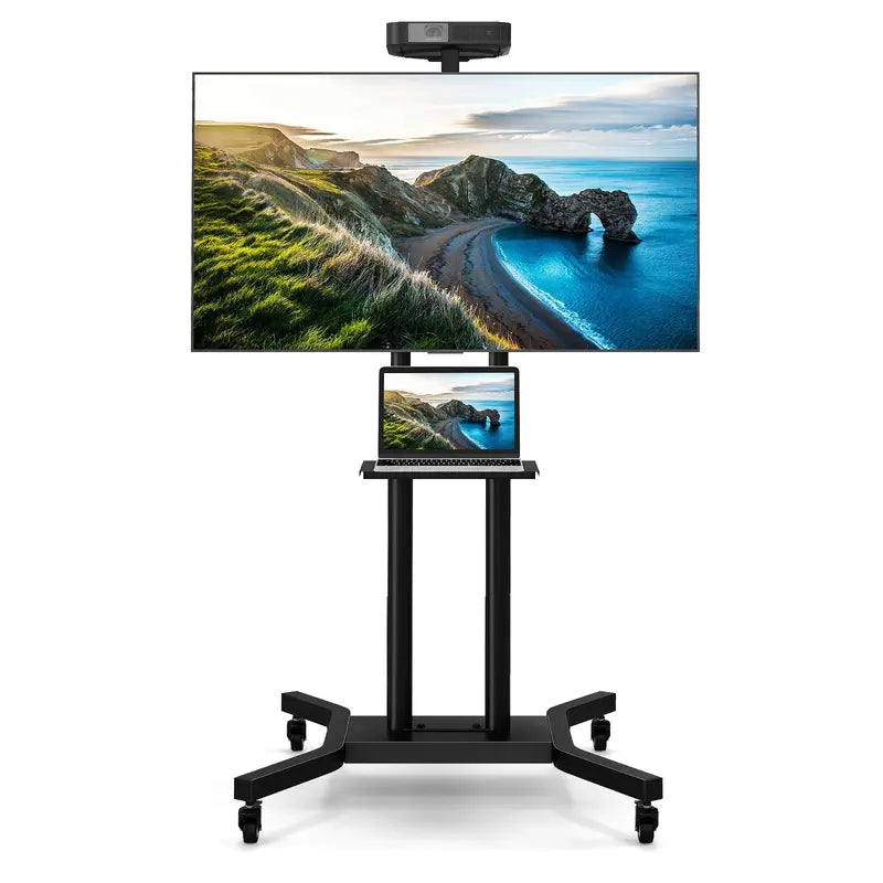 Rolling TV Cart – Lightweight Mobile Stand for 32″–70″ Flat or Curved Screens (Up to 110 lbs), VESA 600×400 mm Support