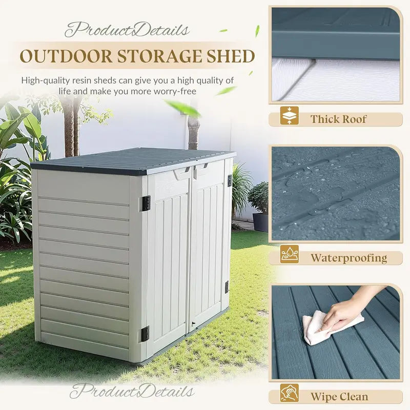 Weatherproof Horizontal Resin Outdoor Storage Shed for Tools and Garden Gear