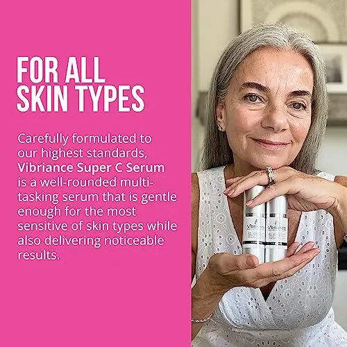 Vibriance Super C Serum – USA-Made Anti-Aging Vitamin C Formula for Mature Skin; Hydrates, Firms, Brightens – 1 fl oz ×2