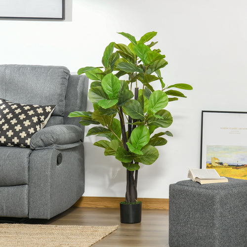HOMCOM Künstlicher Ficus für Innen- und Außenbereich, Realistische künstliche Pflanze mit 78 Blättern, 130cm