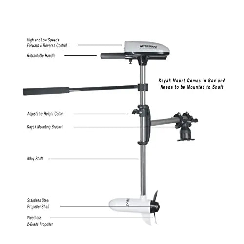 Watersnake 18 Pound Thrust 12v Electric Saltwater Trolling Motor with Kayak Bracket