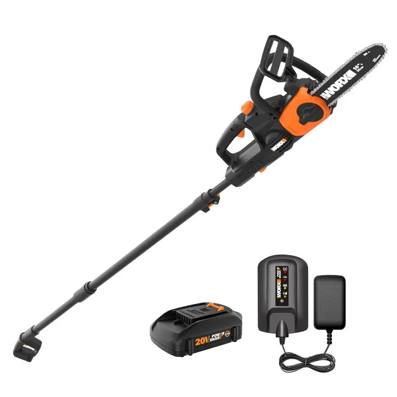 Worx WG322 20V Cordless 10-Inch Pole Saw and Chain Saw Combo – Power Share Compatible