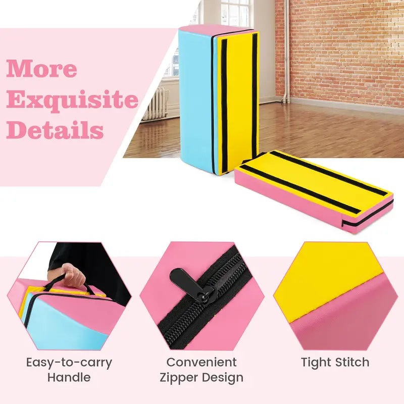 Mailbox-Style Tumbling Mat – Gymnastics Vaulting Box with Detachable Foam Mat & Carry Handle