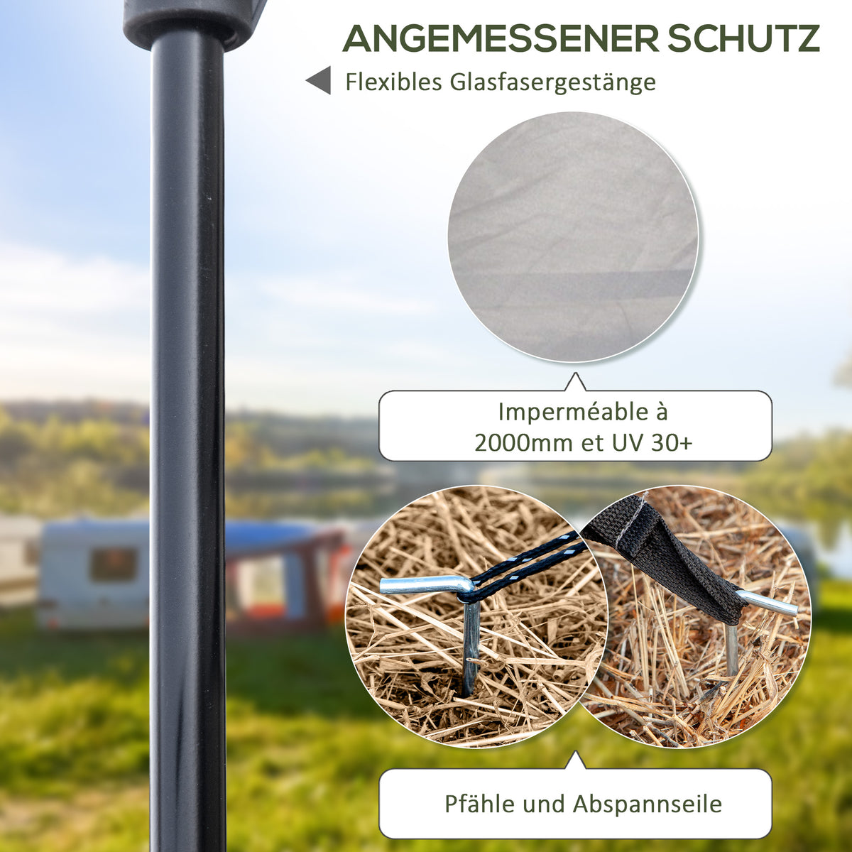 Outsunny Campingzelt für 3-4 Personen, robust, mit Tragetasche, 2 Öffnungen, Zubehör, Blau