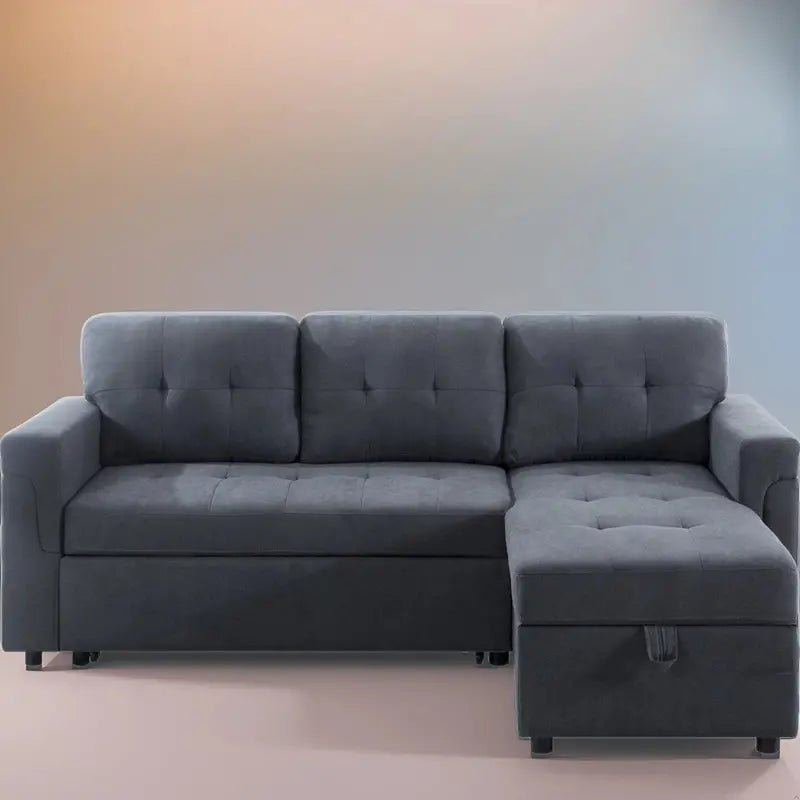 Reversible L-Shaped Sectional – Pull-Out Sleeper, Hidden Chaise Storage & Reinforced Legs