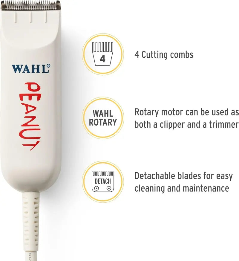 Wahl Professional Classic White Peanut Beard Trimmer & Clipper Kit – 4 Guide Combs