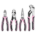 WORKPRO 4-Piece Pink Pliers Set – Ergonomic Grip Tools with Pink Ribbon Packaging