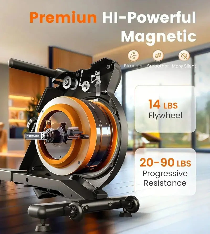 YOSUDA Magnetic/Water-Resistance Rowing Machine – App-Connected & Bluetooth Enabled