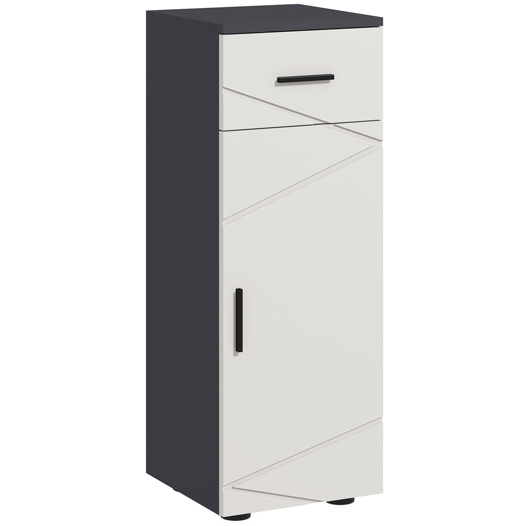 Kleankin Badezimmerschrank aus Spanplatten mit Schublade und 2 Verstellbaren Schrankfächern, 30x30x82 cm, Grau