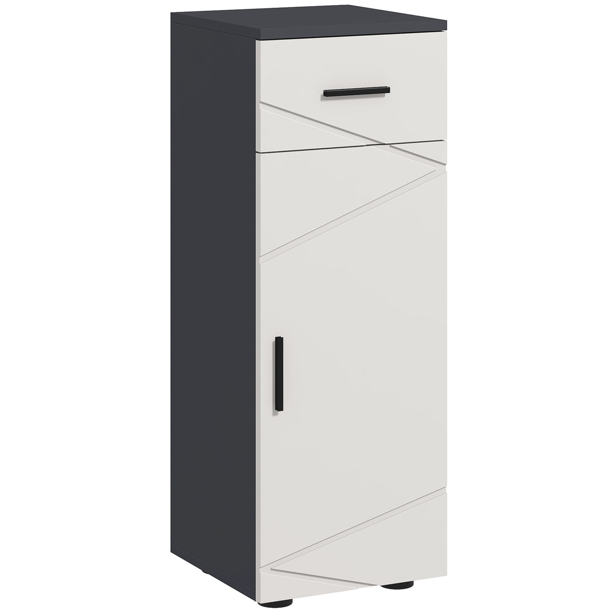 Kleankin Badezimmerschrank aus Spanplatten mit Schublade und 2 Verstellbaren Schrankfächern, 30x30x82 cm, Grau