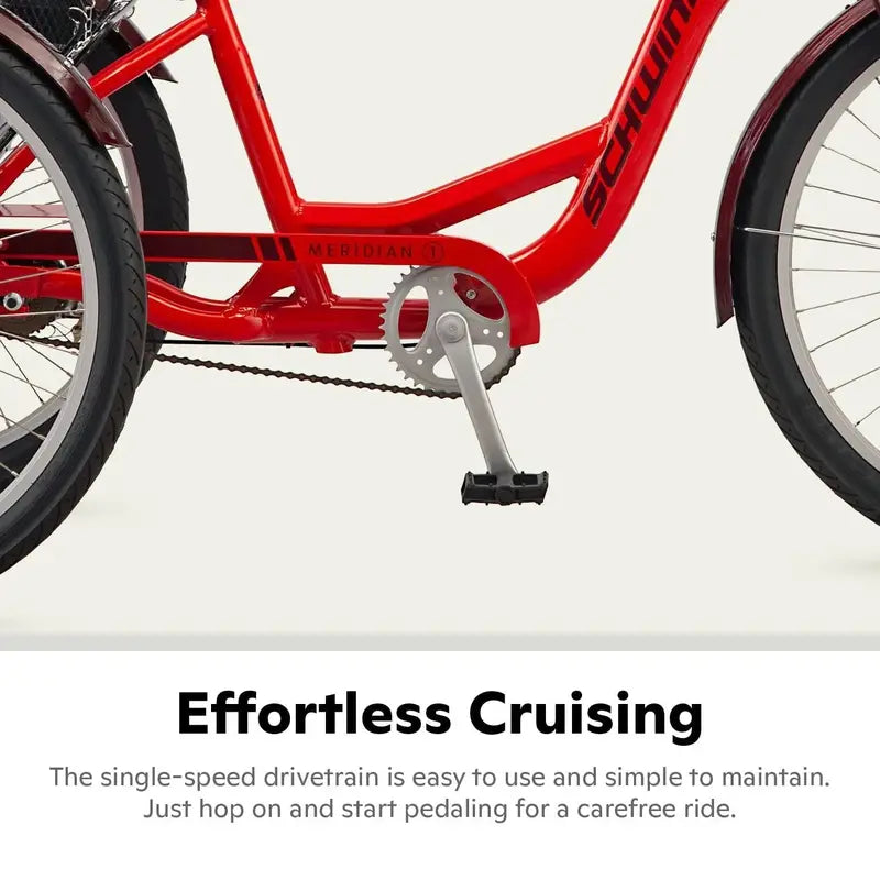 Schwinn Meridian Deluxe Adult Tricycle – Low-Step Aluminum Cruiser with 26-Inch Wheels and Adjustable Handlebars