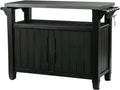 Rolling Outdoor Prep Table Cart – Dark Brown Stainless Steel-Top Utility Cart for Grilling, Bar Service, and Food Storage