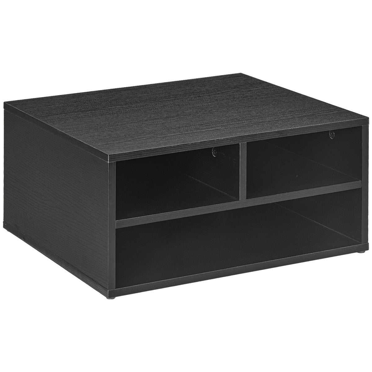 HOMCOM Mobile Porta Stampante - Bürodruckerwagen mit 3 offenen Regalen auf 2 Ebenen, 47x40x22,5 cm, Schwarz