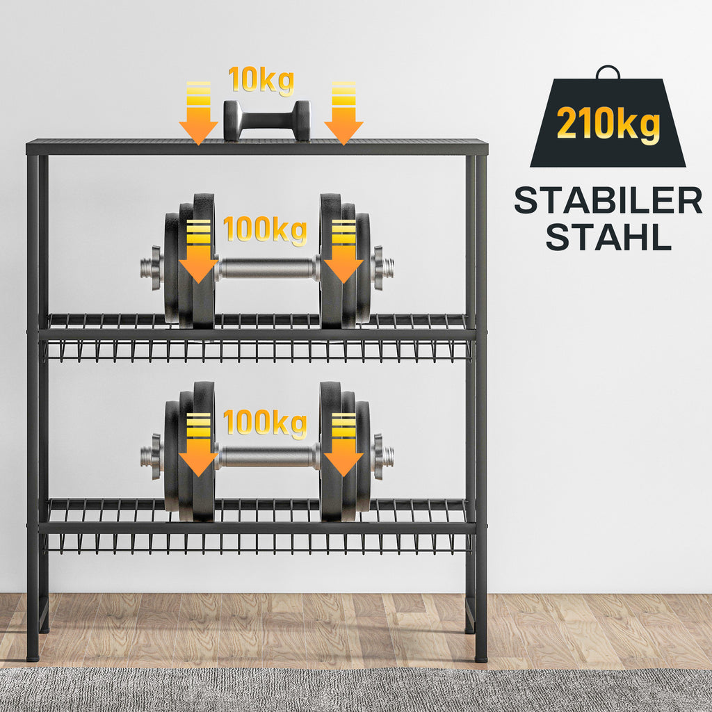 HOMCOM Lagerregal, höhenverstellbar, stabiles Metall, platzsparendes Design, 210 kg belastbar, Schwarz