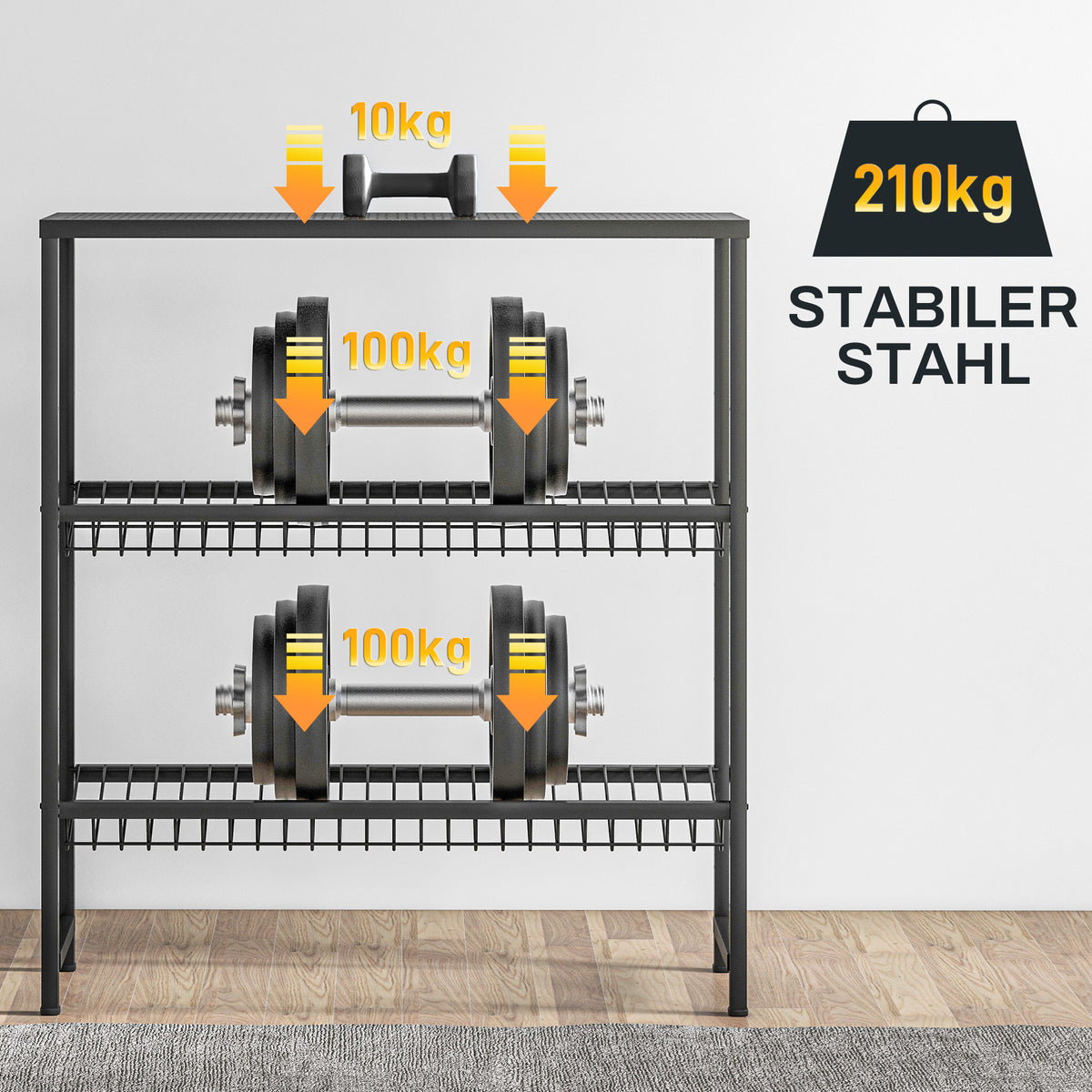 HOMCOM Lagerregal, höhenverstellbar, stabiles Metall, platzsparendes Design, 210 kg belastbar, Schwarz