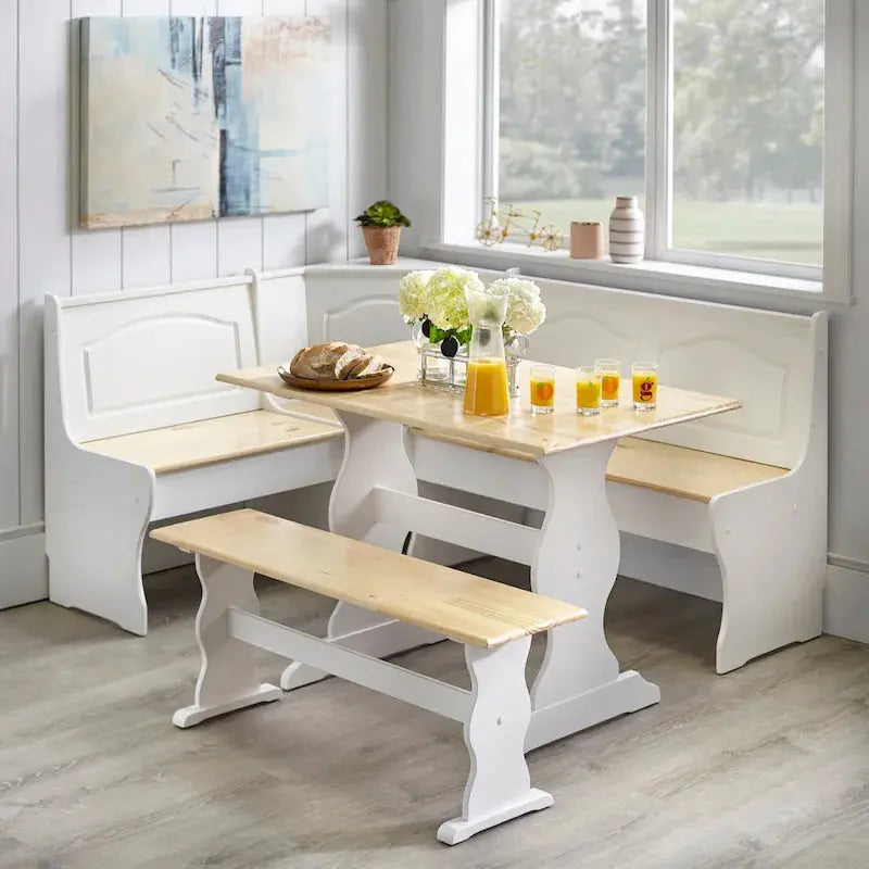 Simple Living Knox Nook 3-Piece Dining Set – Rustic Modern Table and Chairs