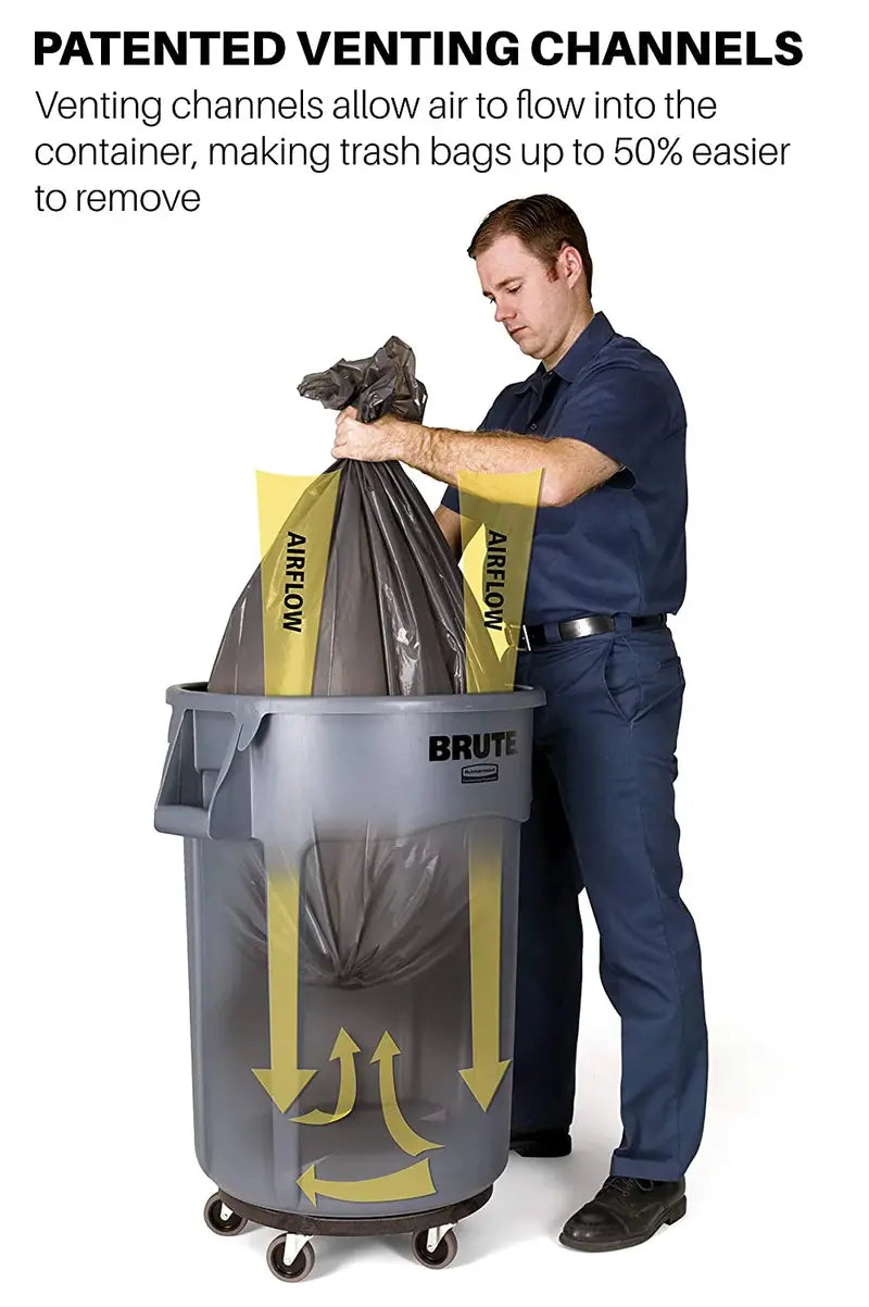 Yellow Heavy-Duty Trash Can Set – Pack of Six 32-Gallon Commercial-Grade Garbage Containers