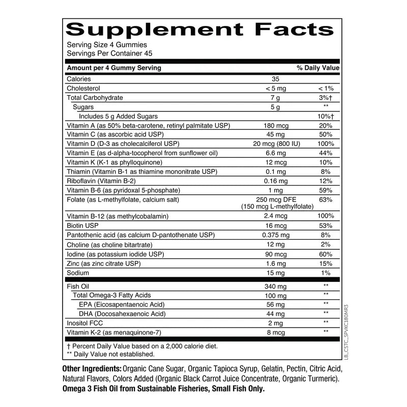 SmartyPants Kids Multivitamin Gummies – 180 Count, Daily Support Formula